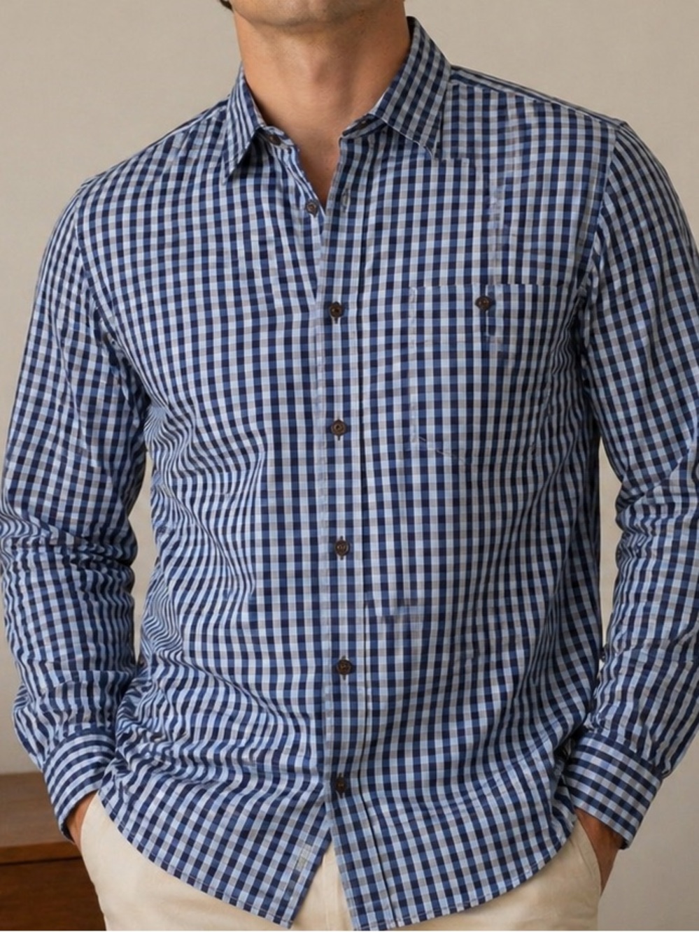 ORVIS Blue Gignham Button Shirt long sleeve men’s medium
